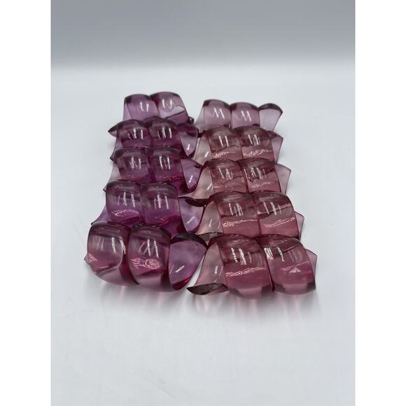 Set of 10 Mid-Century Purple Swirl Lucite Curl Napkin Rings Helix Twist - Picture 1 of 6